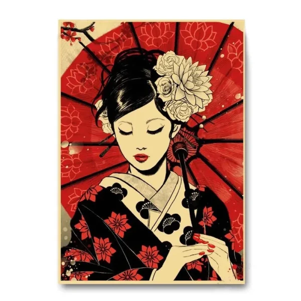 Cartel de mujer en estilo vintage