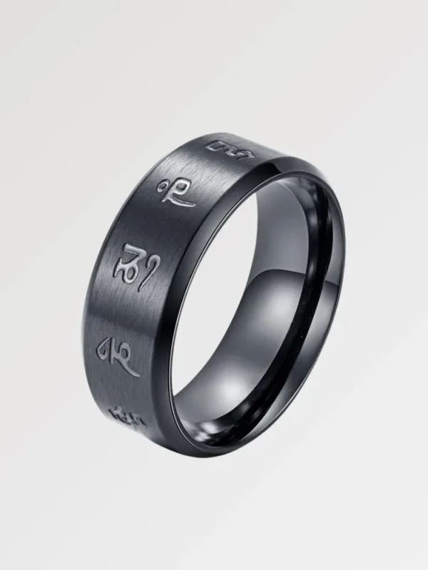 anillo con motivo de mantra japonés
