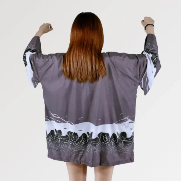 camisa de estilo japonés para mujer la ola