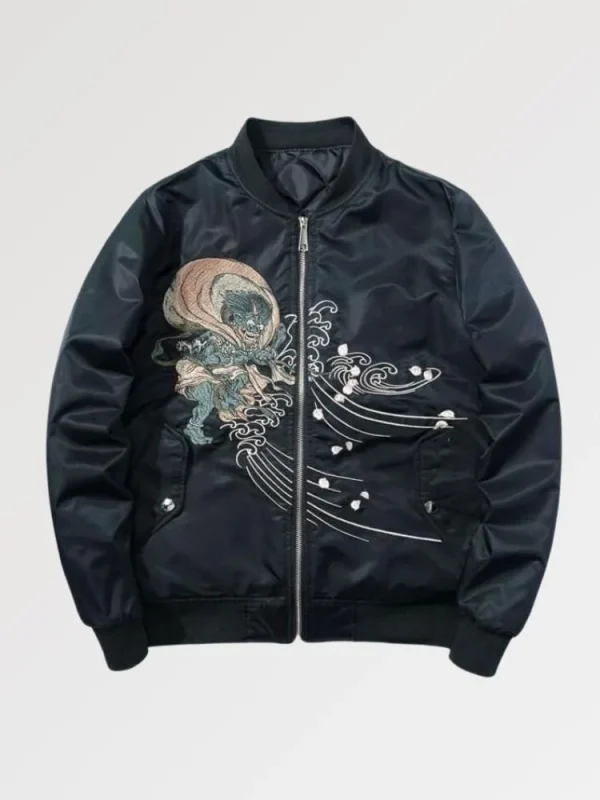 chaqueta bomber con motivo japonés yokai Oniri