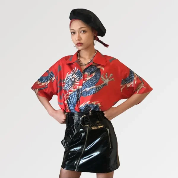 camisa de estilo japonés para mujer ryujin