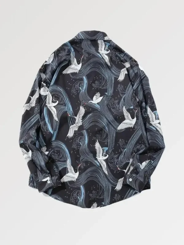 camisa japonesa con estampado mihara