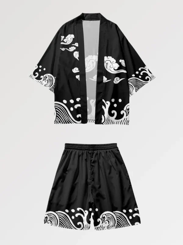 conjunto de kimono nublado