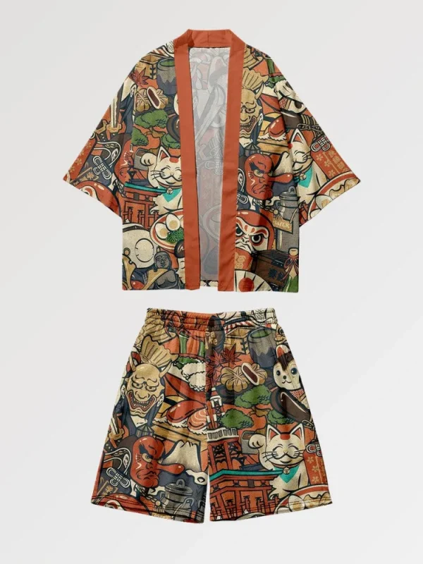 conjunto de quimono Daruma X Neko