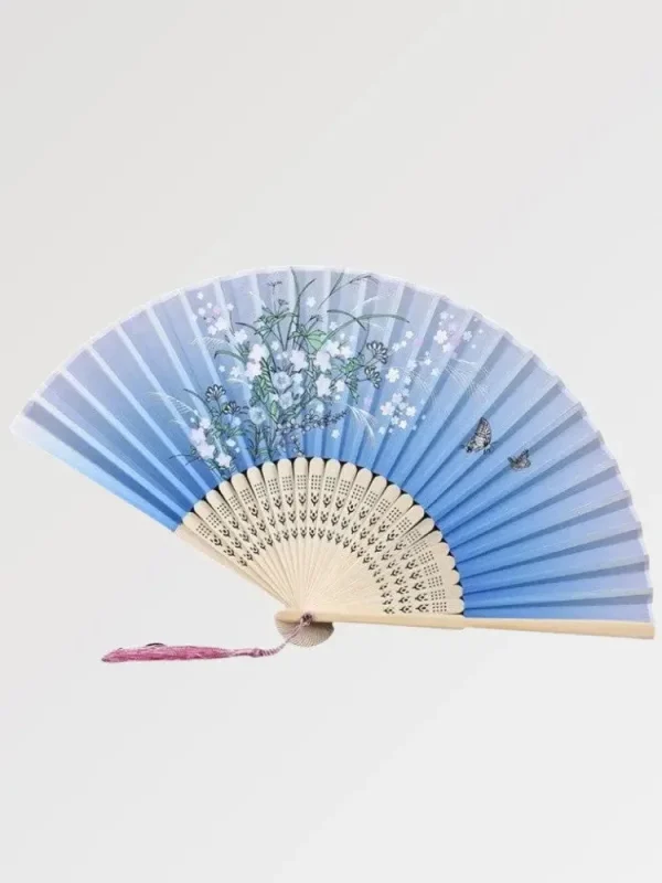abanico azul claro estilo japonés miyazu