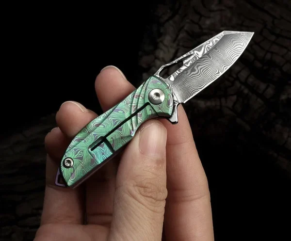 cuchillo plegable japonés de Damasco