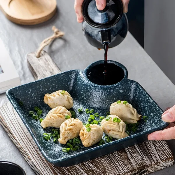 plato japonés azul