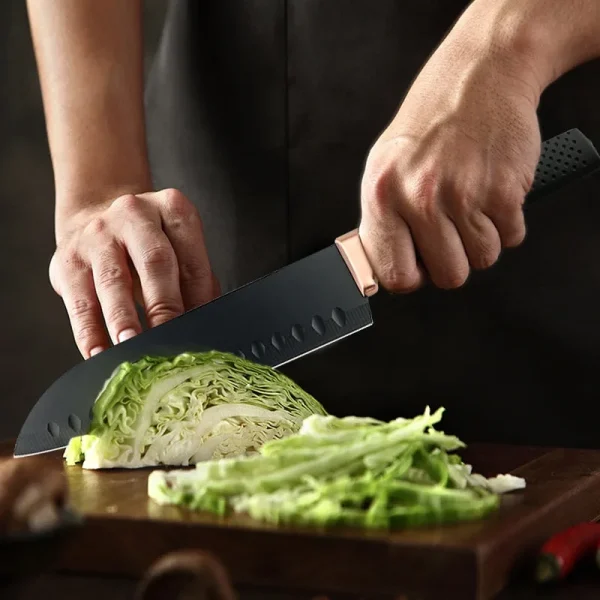 cuchillo de cocina japonés hoja negra