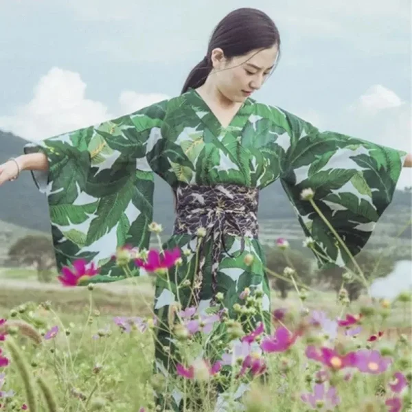 kimono verde de mujer