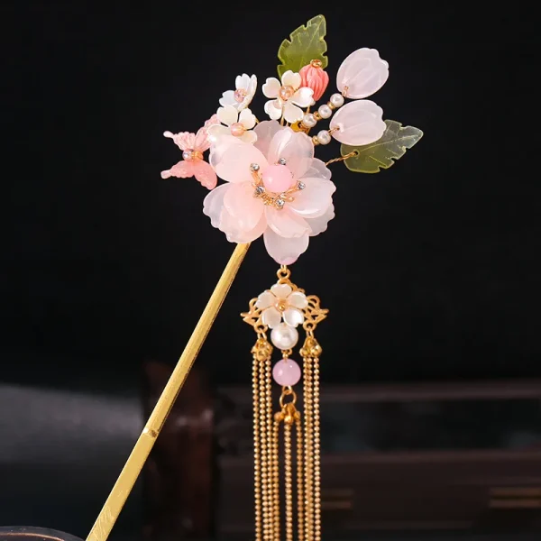 flor kanzashi rosa