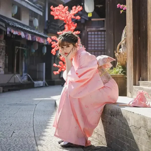 kimono japonés para mujer rosa mariko