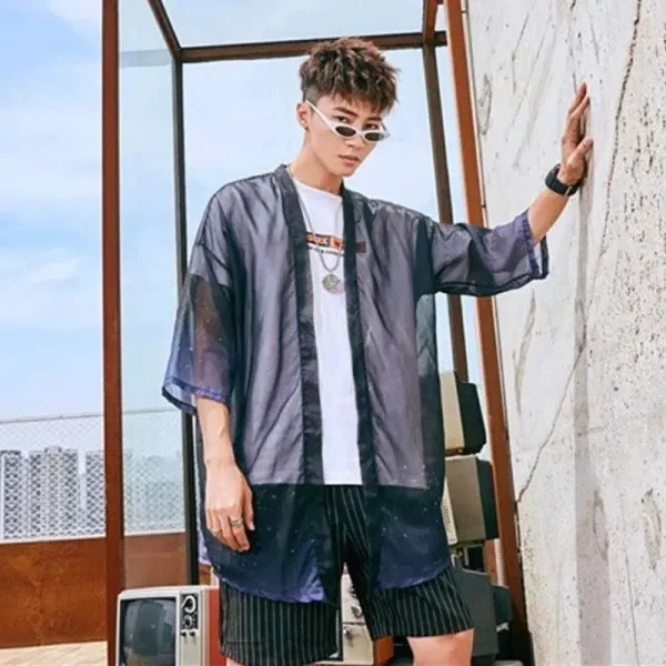 chaqueta larga tipo kimono kazuko