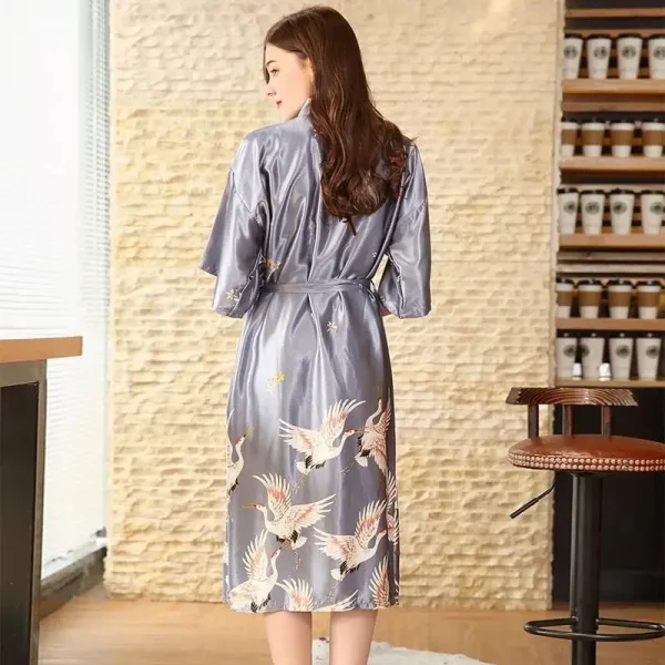 pijama kimono japonés largo gris