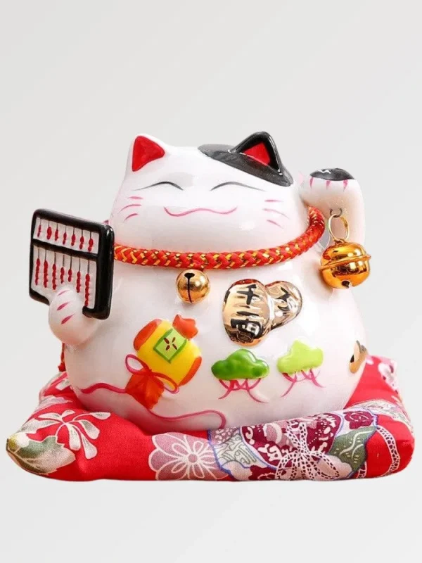 Maneki Neko Blanco boulier de la suerte