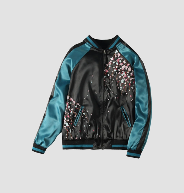 chaqueta bomber de mujer con estampado japonés