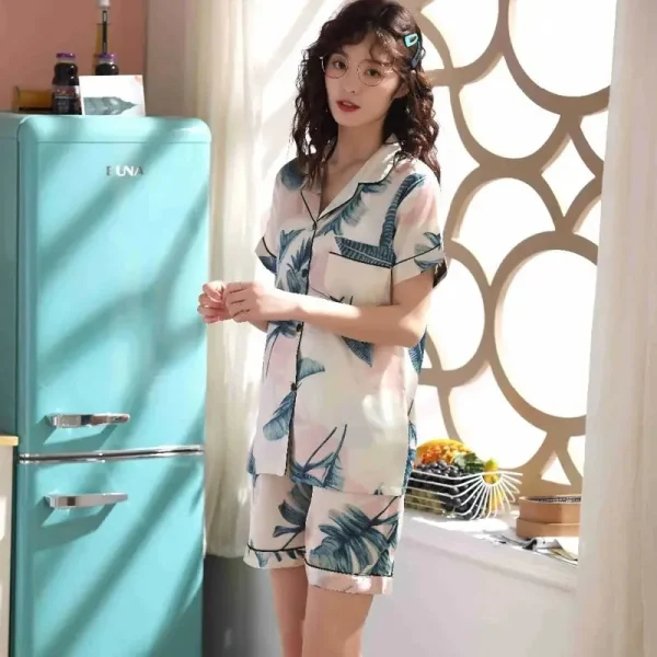 pijamas japoneses de seda satinada de verano