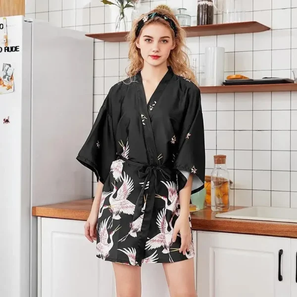 pijama japonés negro estilo kimono