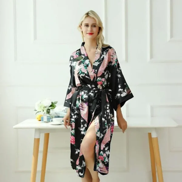 kimono japonés largo para mujer