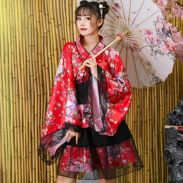 kimono japonés corto para mujer