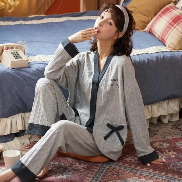 pijamas de algodón estilo japonés para mujer