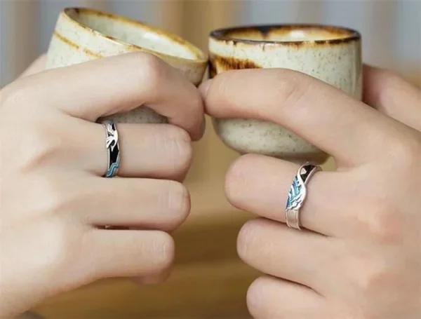 anillo de pareja de estilo japonés