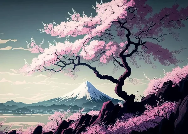 cuadro paisaje japonés