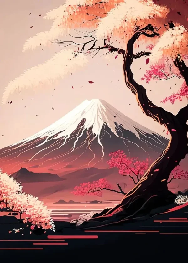 cuadro del Monte Fuji en estilo japonés