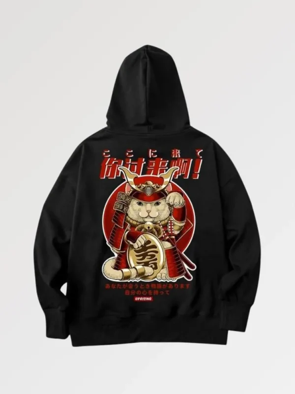 sudadera con motivo japonés nekomurai