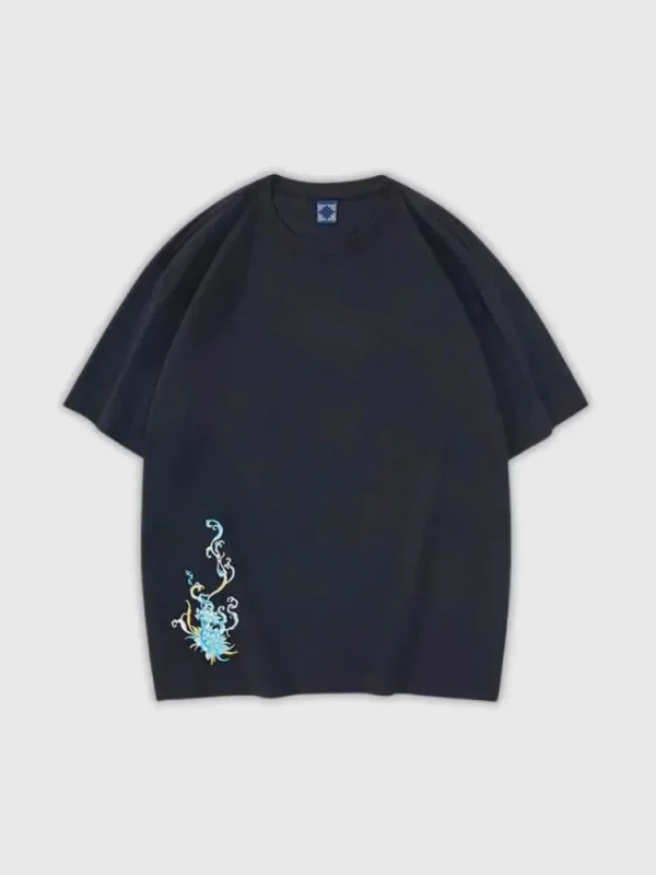 camiseta con estampado matsuba bordado japonés