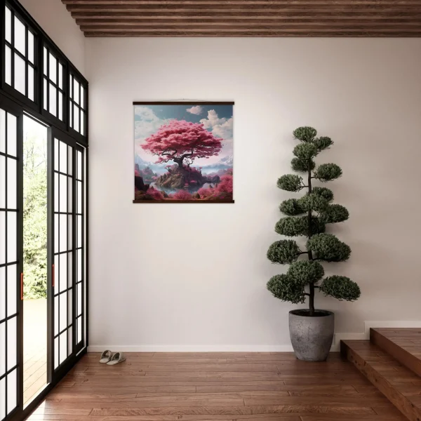 Pintura de árbol japonés flor
