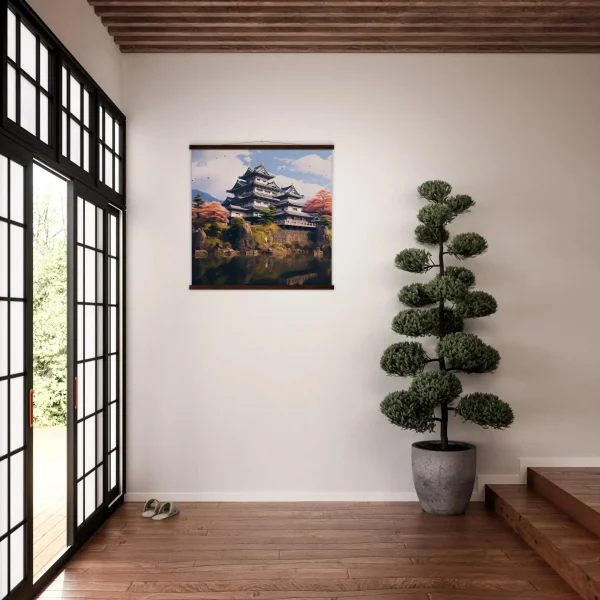pintura de un templo japonés Castillo de Himeji