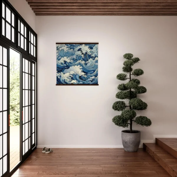 pintura de olas japonesa fukeino