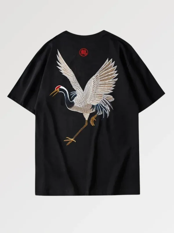 camiseta de grulla japonesa tsugaru