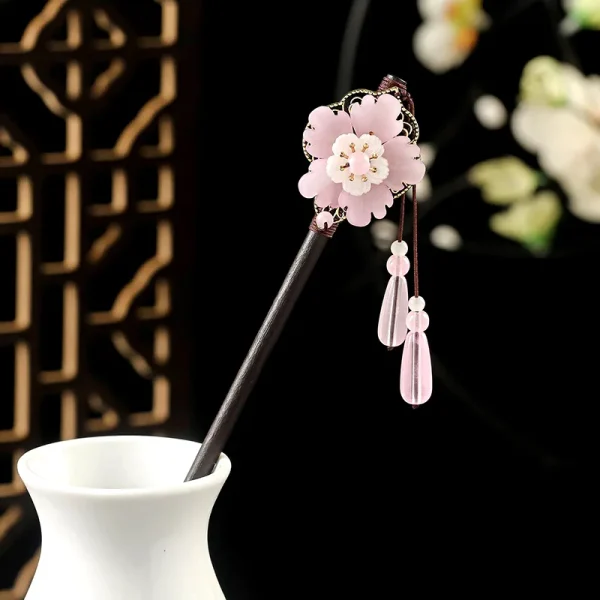 flores rosas Kanzashi