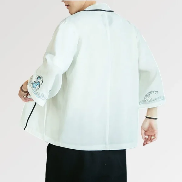 chaqueta tipo kimono blanca Kanagawa Wave