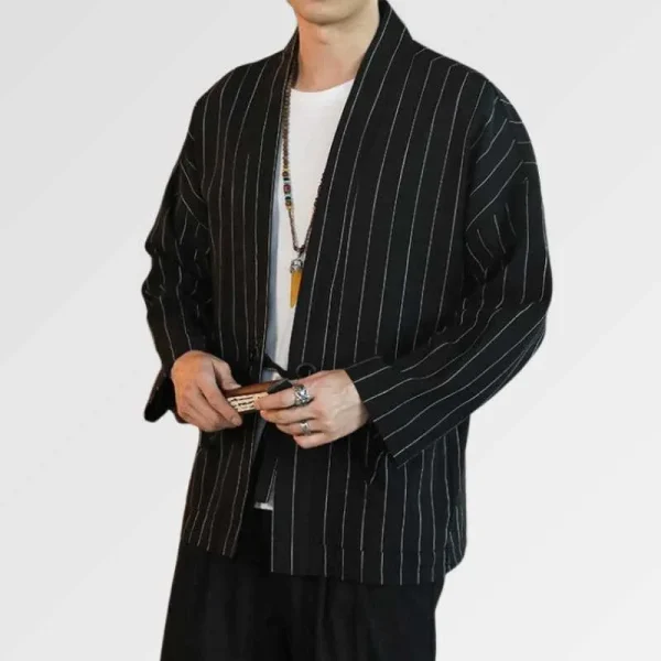 chaqueta kimono blanca y negra kaito