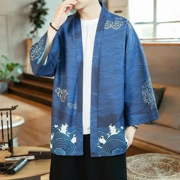 chaqueta tipo kimono azul marino edición Kaïto