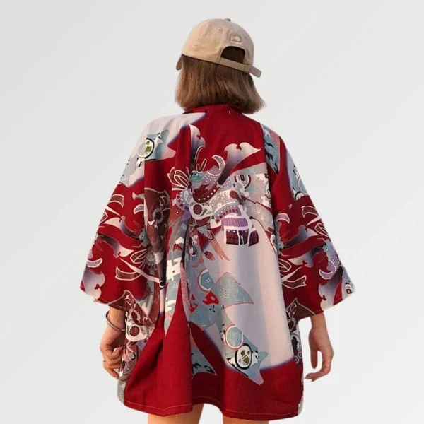 chaqueta roja estilo kimono para mujer nobuko