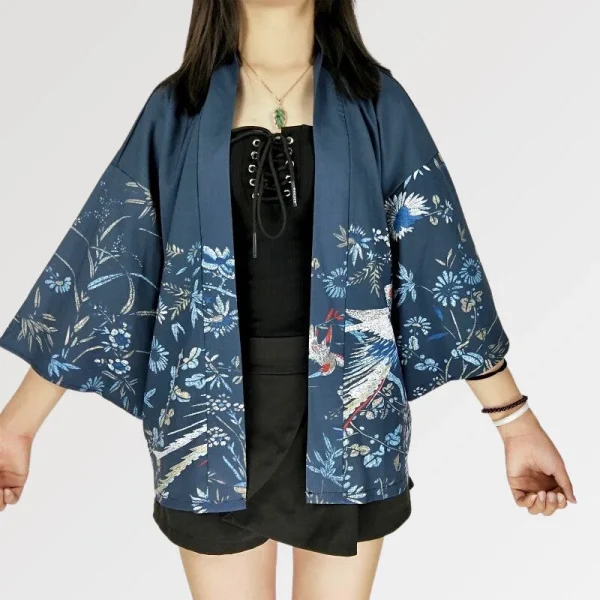 chaqueta tipo kimono de seda para mujer soraka