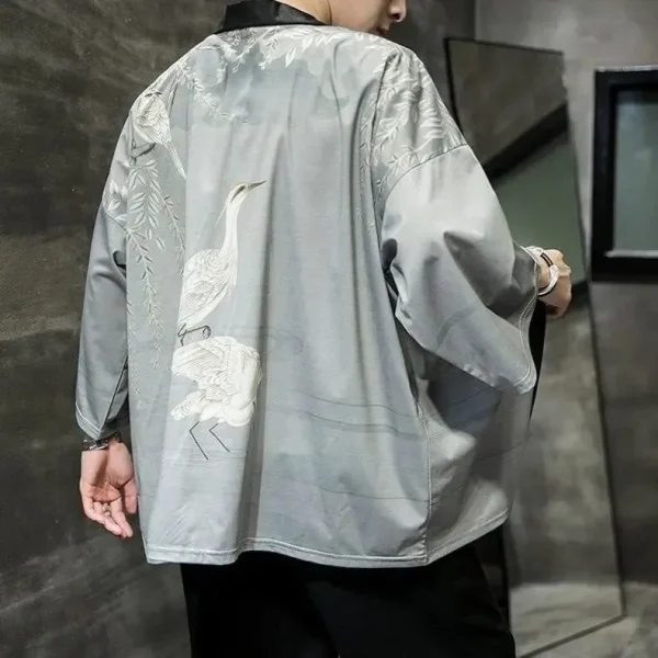 chaqueta tipo kimono de hombre gris tamotsu