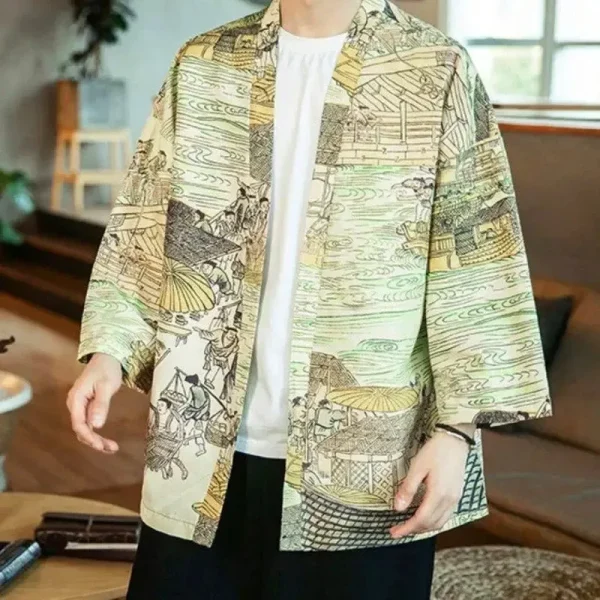 chaqueta kimono para hombre con estampado Kaïto Edition