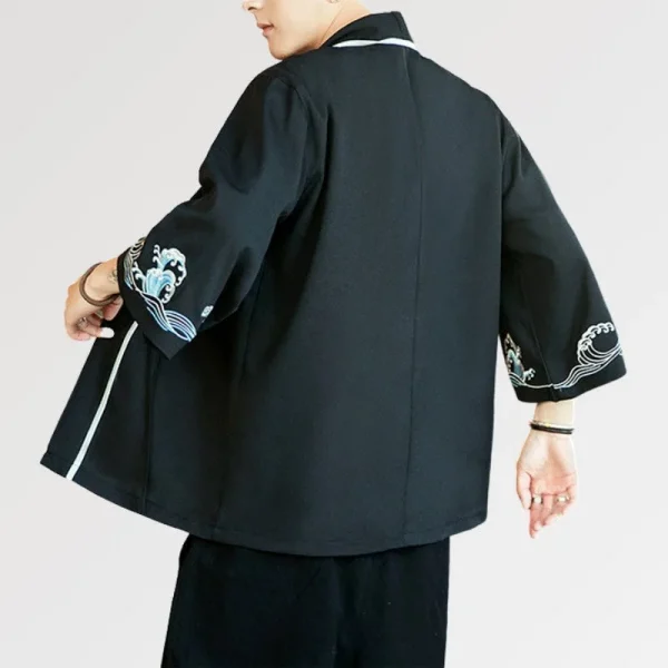 chaqueta kimono para hombre con estampado de ondas iko