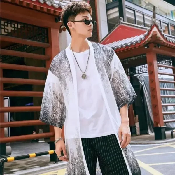 chaqueta larga tipo kimono kazuko
