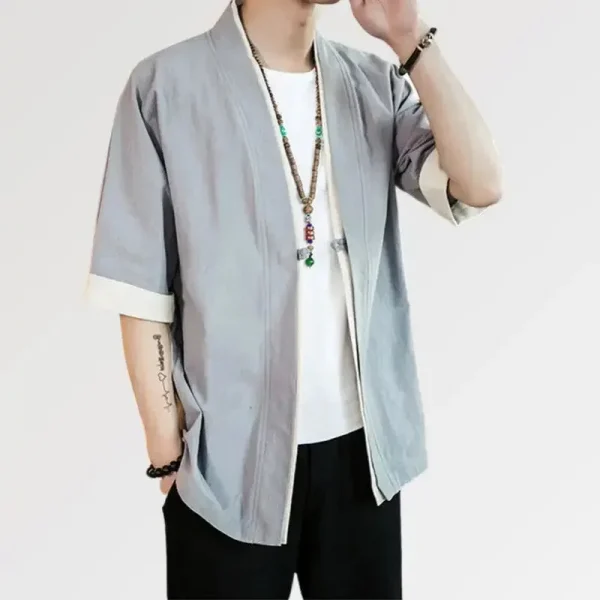 chaqueta de estilo japonés para hombre Hideki Grey