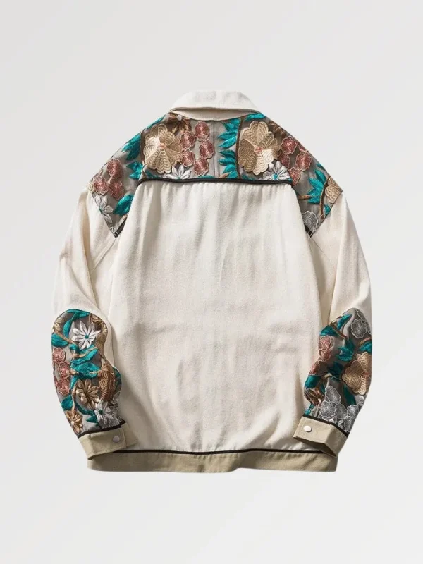 chaqueta vaquera con bordado floral ojk711