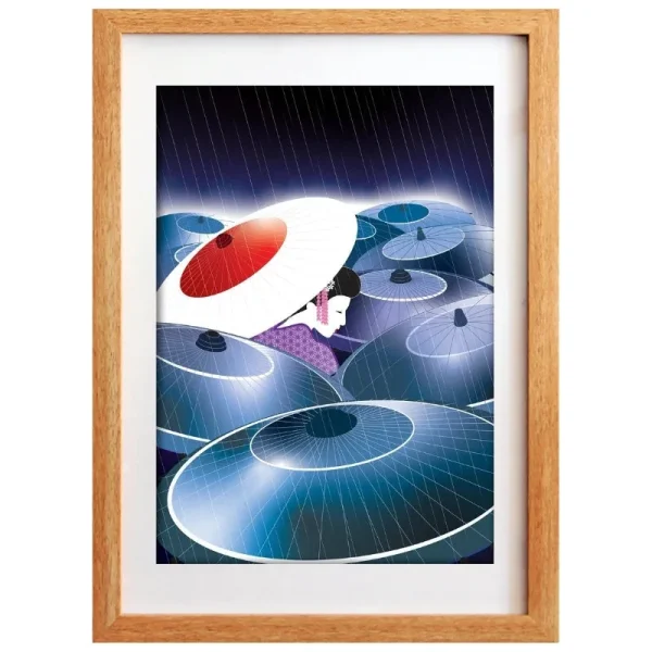 póster de lluvia de geishas japonesas