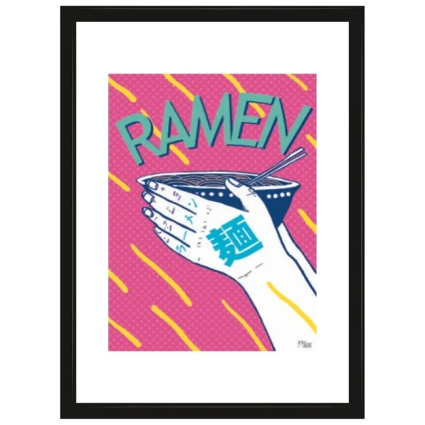 ilustración de ramen japonés en color rosa