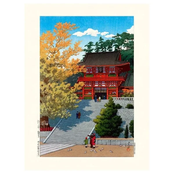 póster japonés del santuario de kamakura