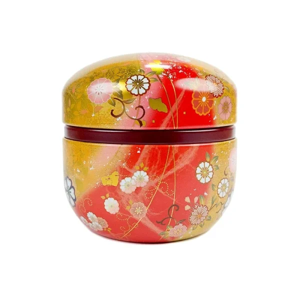 caja de té dorada y roja