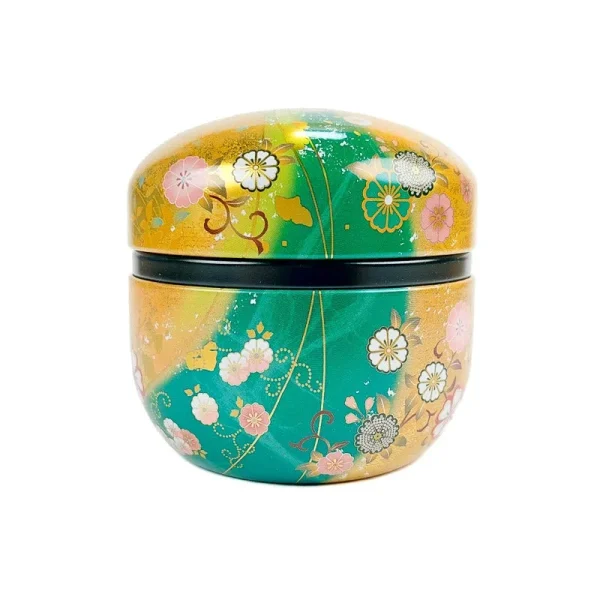 caja de té verde y dorado